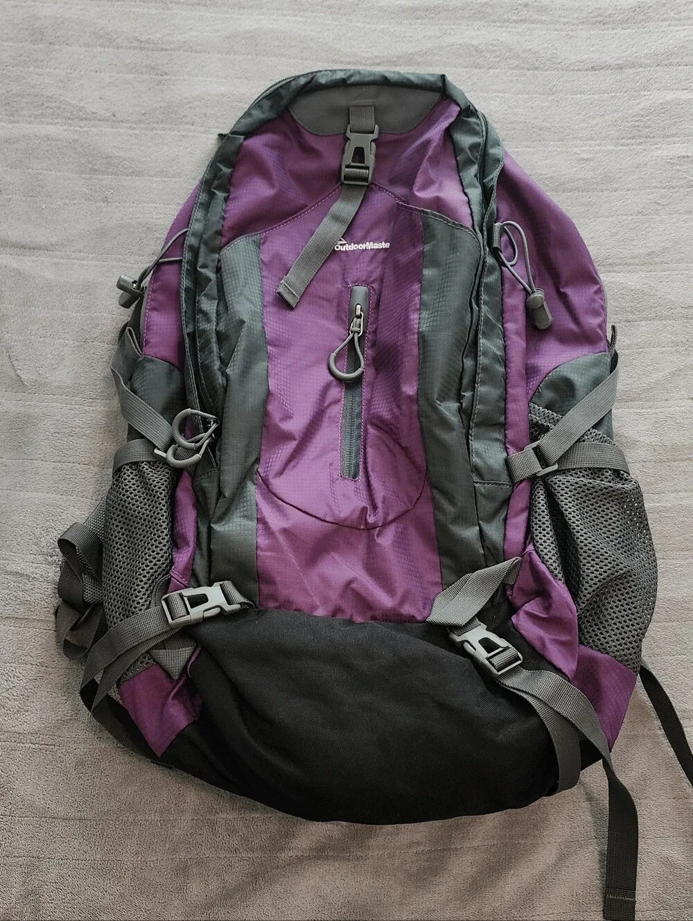 OutdoorMaster Hiking Travel Backpack 45L - w/Waterproof Cover - Purple